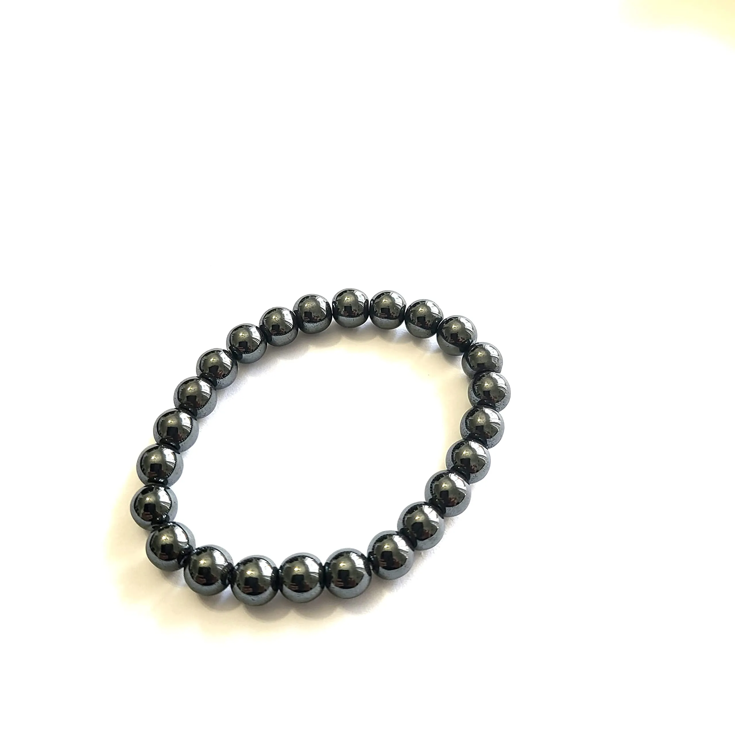 Hematite Bracelet for Natural Balance & Strength, 7'-7.5', Modern Shiny Black, Fashionable & Attractive