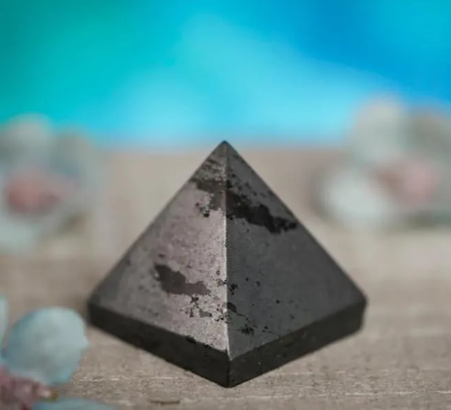 Hematite Crystal Pyramid by EnerMagiX - 1.0 Inch, Gray - Grounding, Protection, Meditation