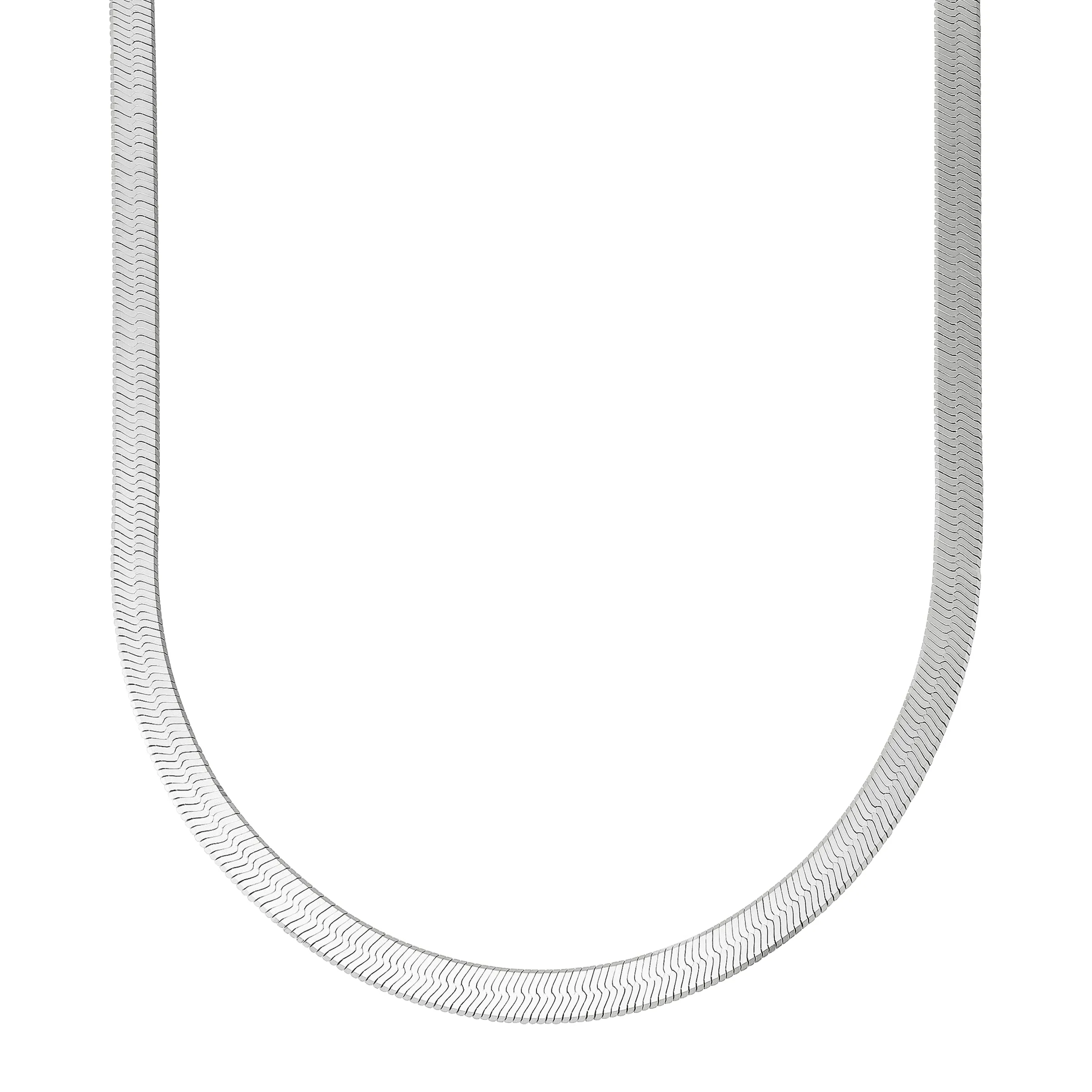 Herringbone Circle Chain Necklace in Sterling Silver, 18'+2' Extender, 7.1mm Width, Italian Made