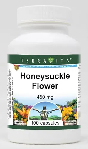 Honeysuckle Flower 450 mg - 100 Capsules, No Fillers, Easy-to-Swallow, TerraVita