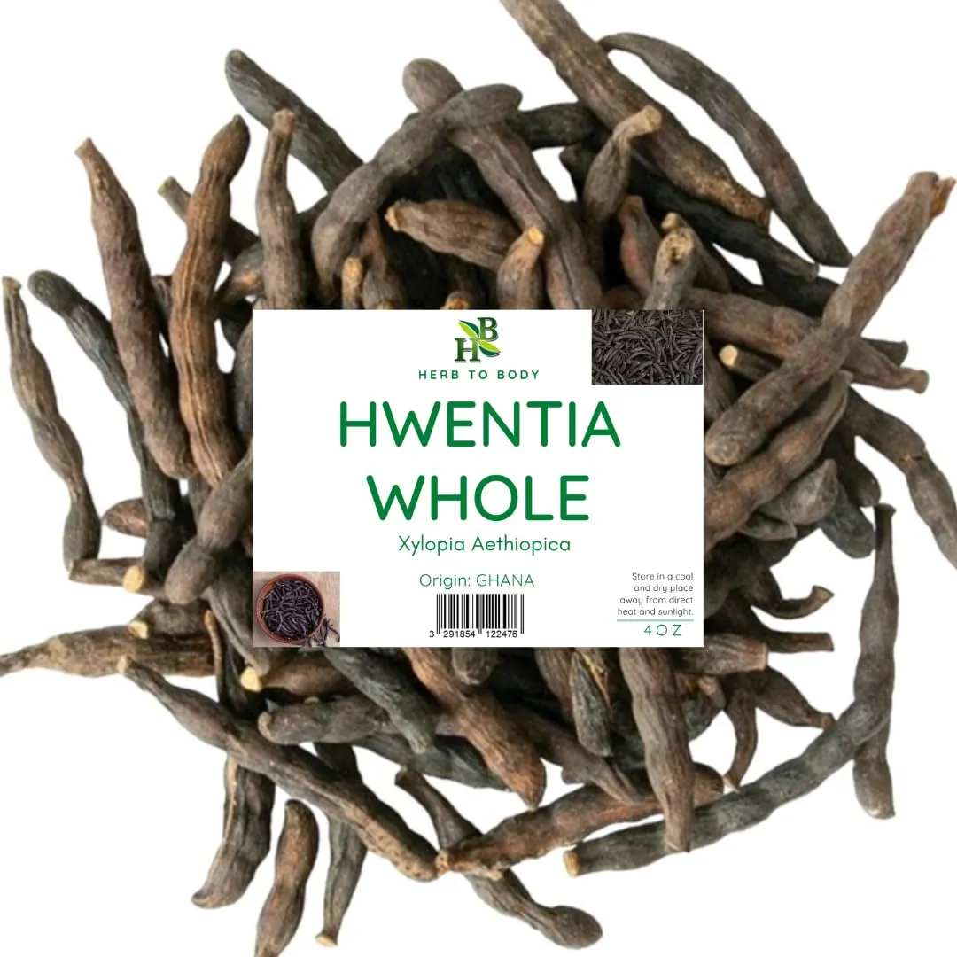 Hwentia Whole Xylopia Aethiopica Grains of Selim 4oz - Wildcrafted, All-Natural Freshness