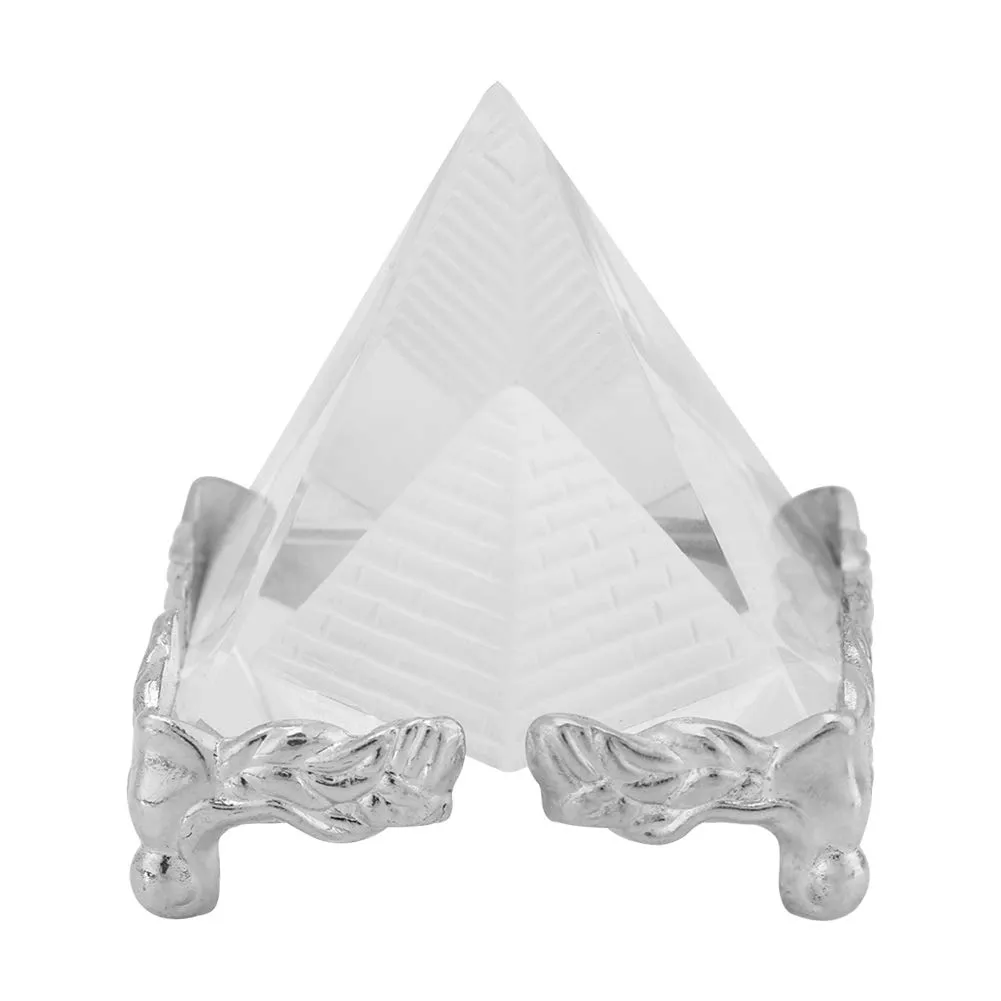 Hztyyier Crystal Pyramid Quartz Carving Energy Generator for Meditation, 5cm Transparent