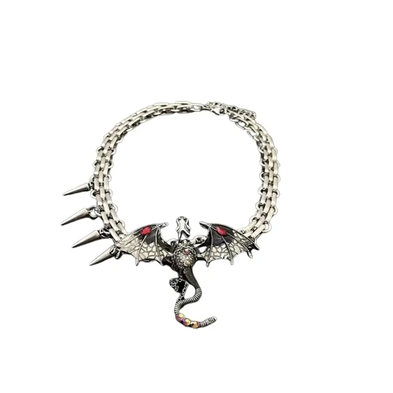 Imprisoned Flying Dragon Necklace - Gothic Exaggerated Choker Pendant for Trendy Streetwear