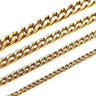 INFINIQUE CREATIONS 18K Gold Plated Stainless Steel Cuban Curb Chain Bracelet Necklace 3~12mm