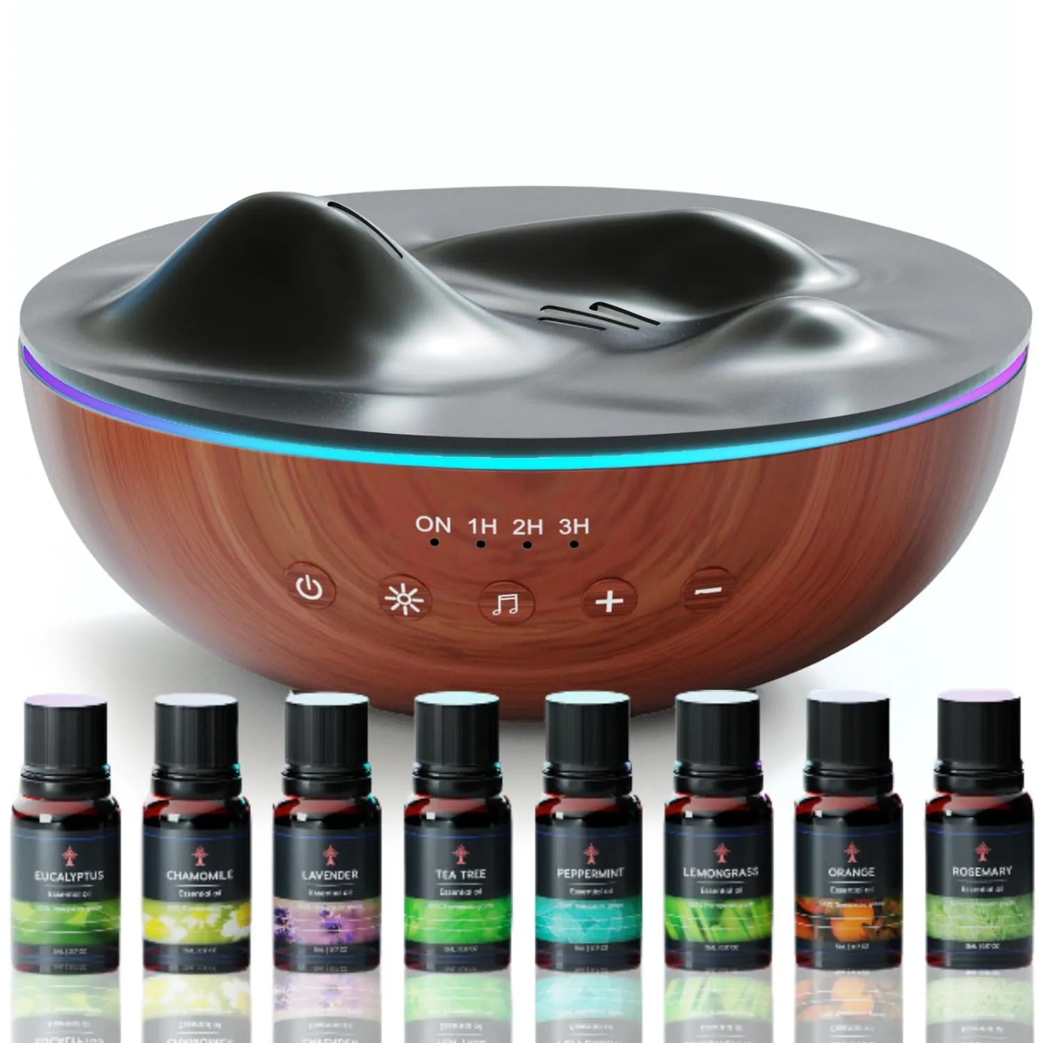 Innovative Aromatherapy Oil Diffuser with Essential Oil Set, 500ml Ultrasonic, 8 Sounds