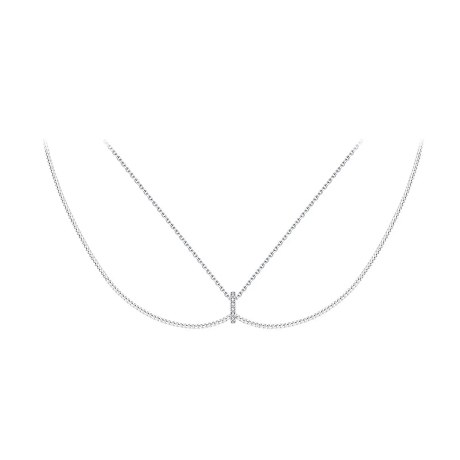 Irregular Necklace Y2K Double Layer Chain Ring Zircon Women's Simple Versatile Jewelry Gift