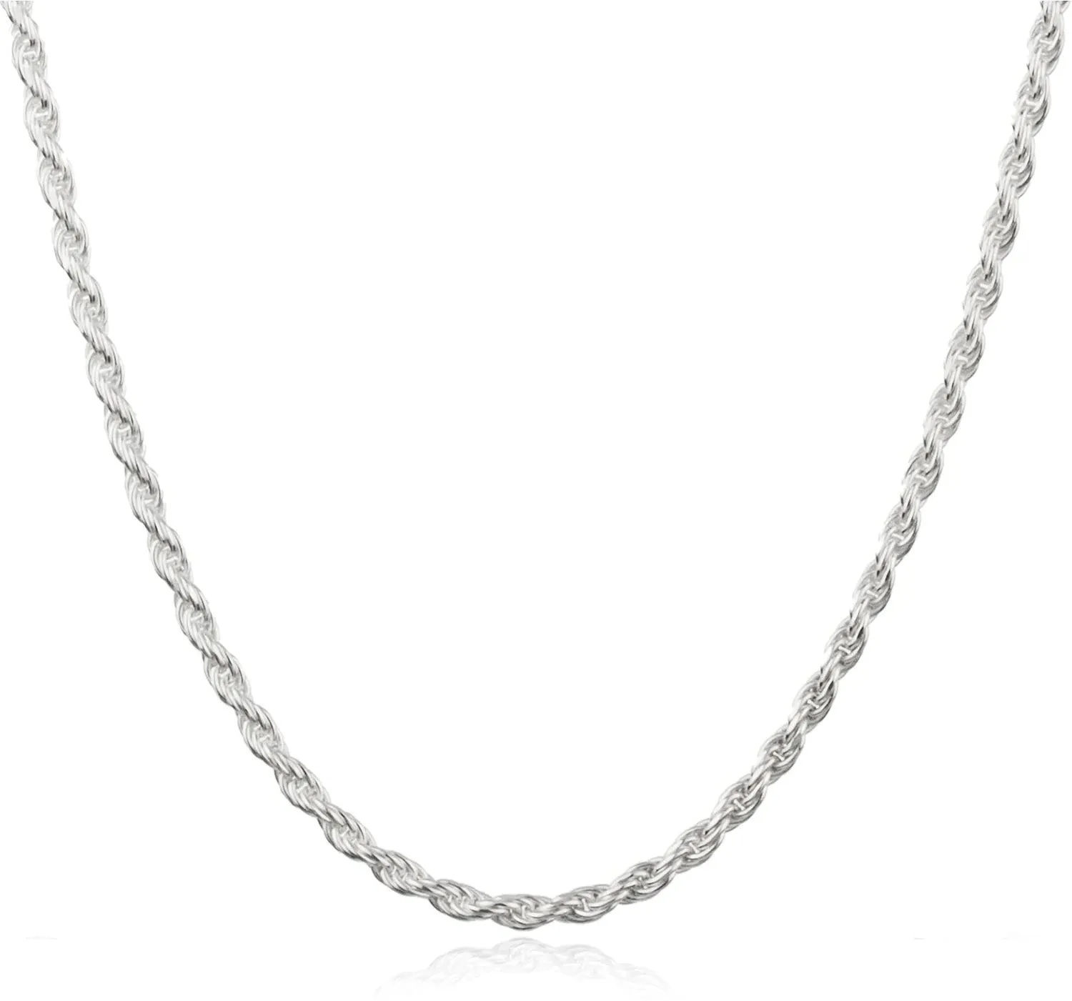 Italian .925 Sterling Silver Rope Chain Necklace 1.5mm/2.25mm, 16'-30' - Hypoallergenic Design