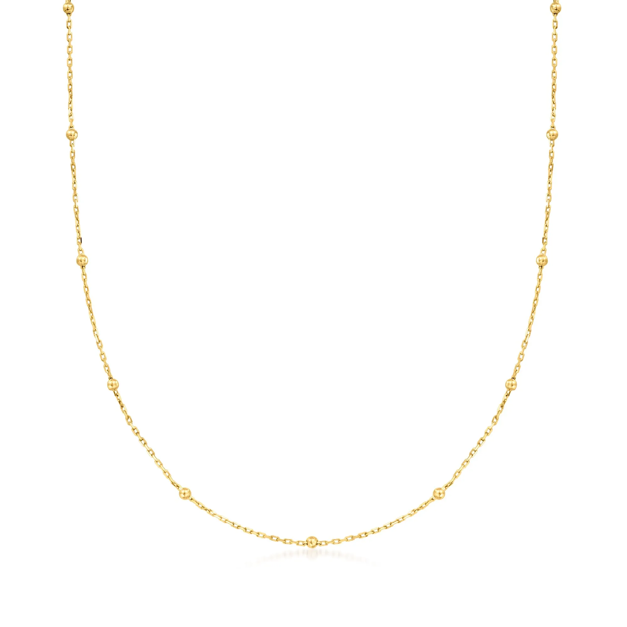 Italian 14kt Yellow Gold Bead Station Necklace by Ross-Simons - Elegant Women's Jewelry