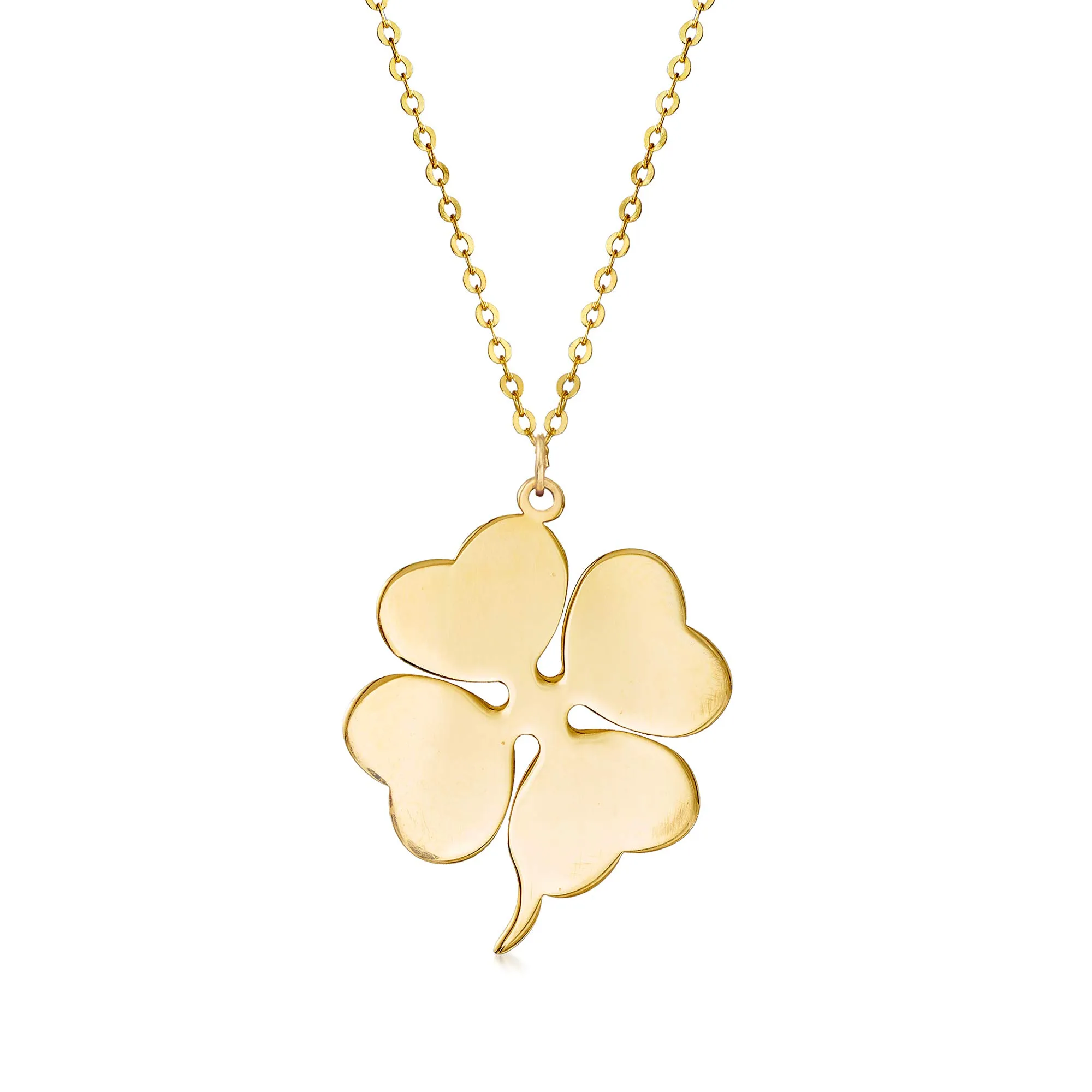 Italian 14kt Yellow Gold Four-Leaf Clover Necklace for Everyday Elegance