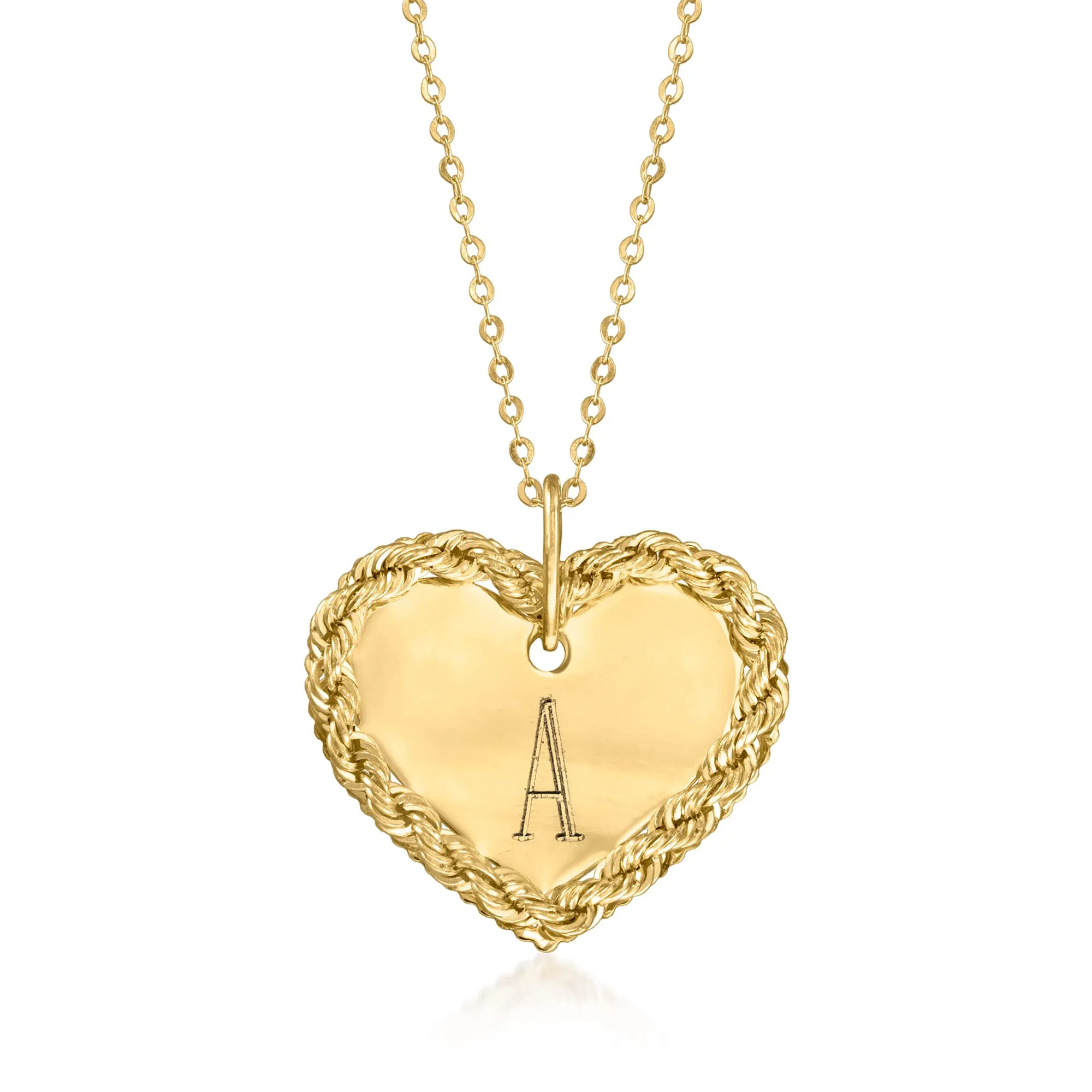 Italian 14kt Yellow Gold Personalized Heart Necklace with Engraving Option for Women