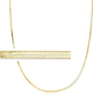 Italian 18kt Gold Over Sterling Herringbone Necklace - 2mm, 18 inches, Elegant Design