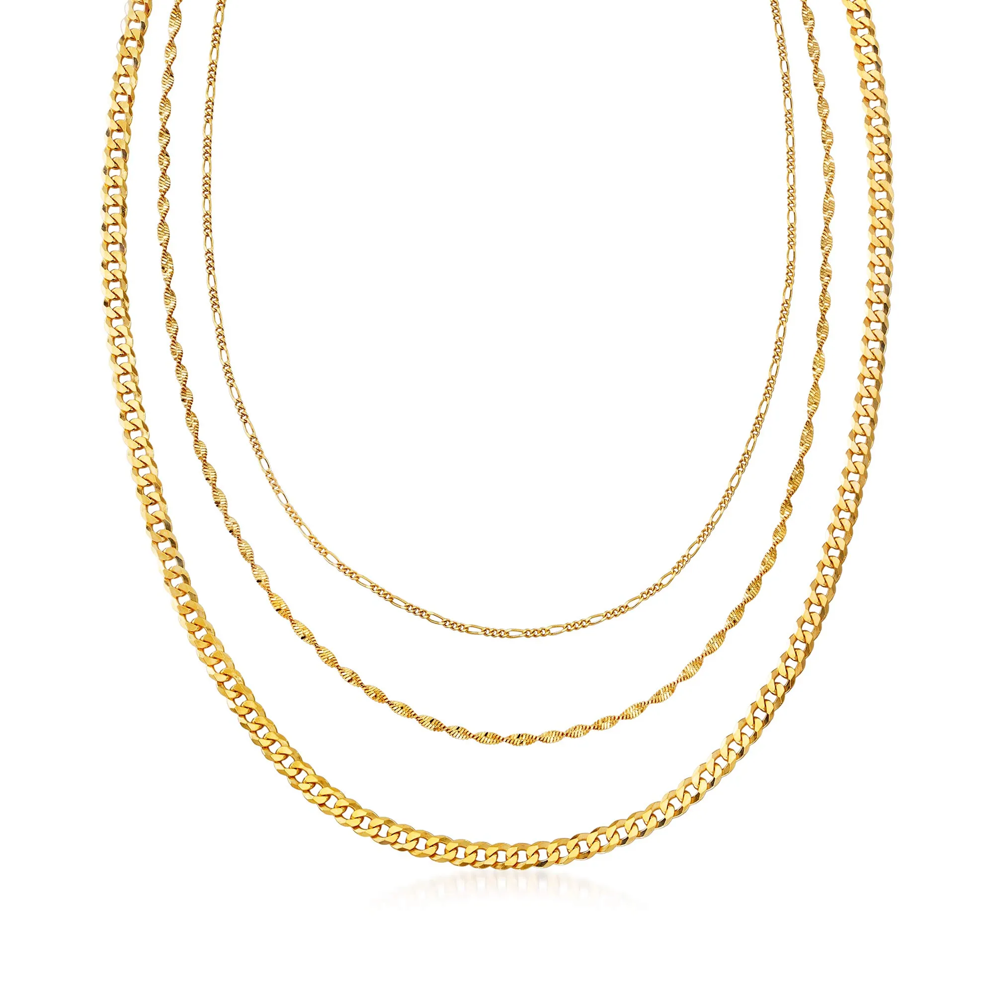 Italian 18kt Gold Over Sterling Multi-Link Layered Necklace - 18 Inches - Ross-Simons