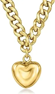 Italian 18kt Gold Over Sterling Puffed Heart Curb-Link Necklace