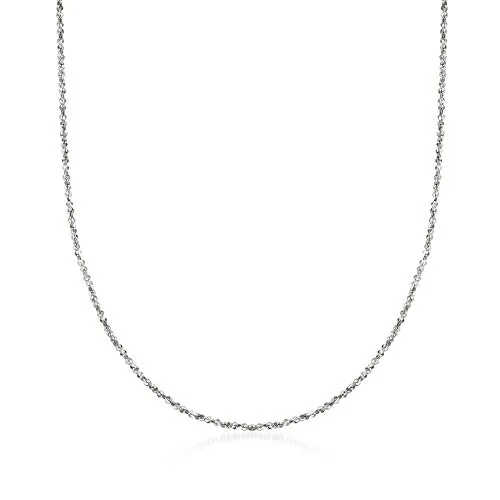 Italian 1mm 14kt White Gold Twisted Sparkle-Chain Necklace - 16' Length & Springring Clasp