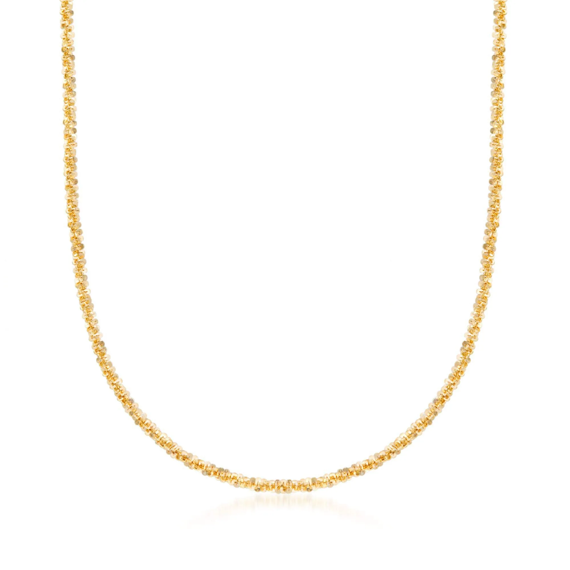 Italian 2mm 18kt Gold Over Sterling Crisscross-Chain Necklace - 30 inches