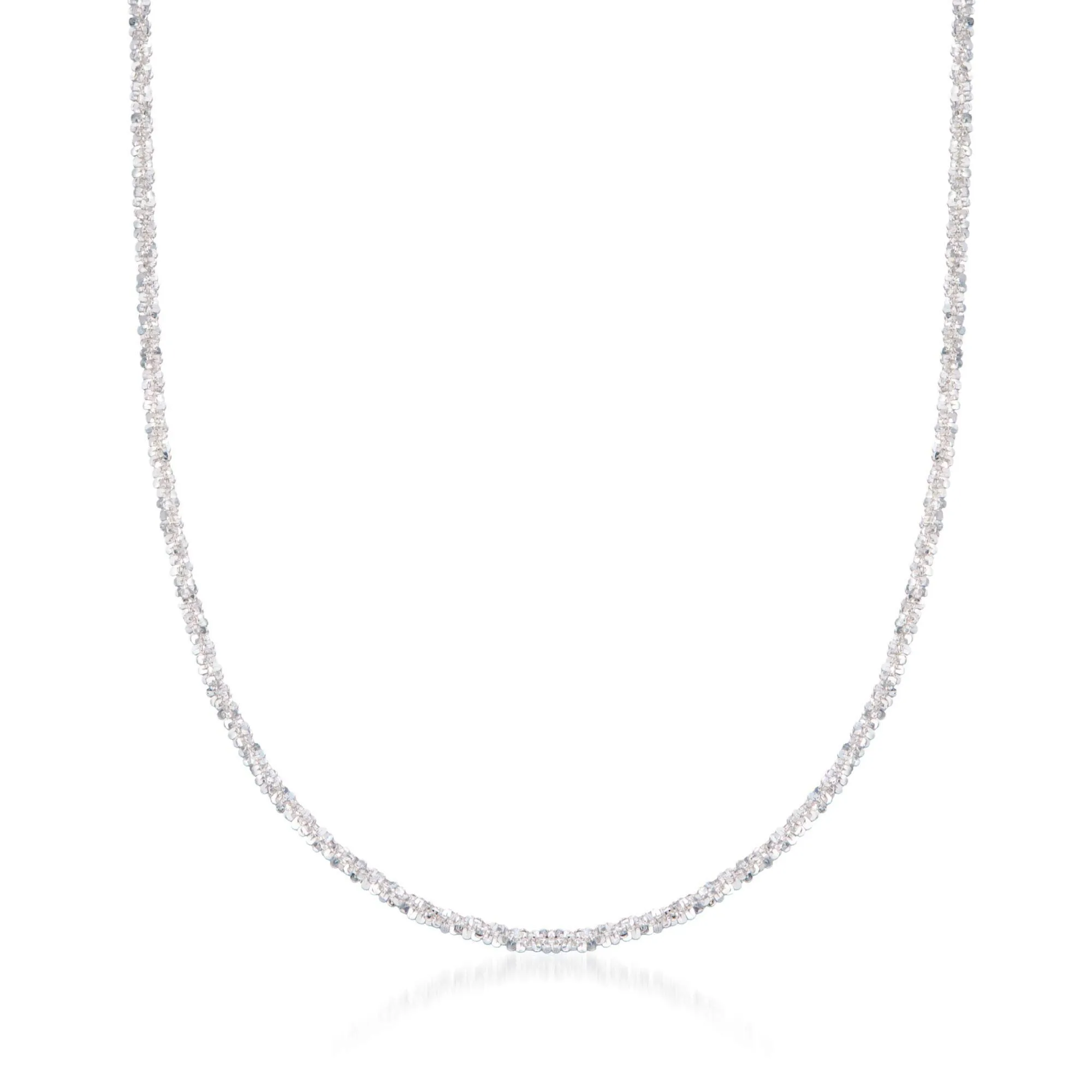 Italian 2mm Sterling Silver Crisscross-Chain Necklace - Polished 16' for Everyday Elegance