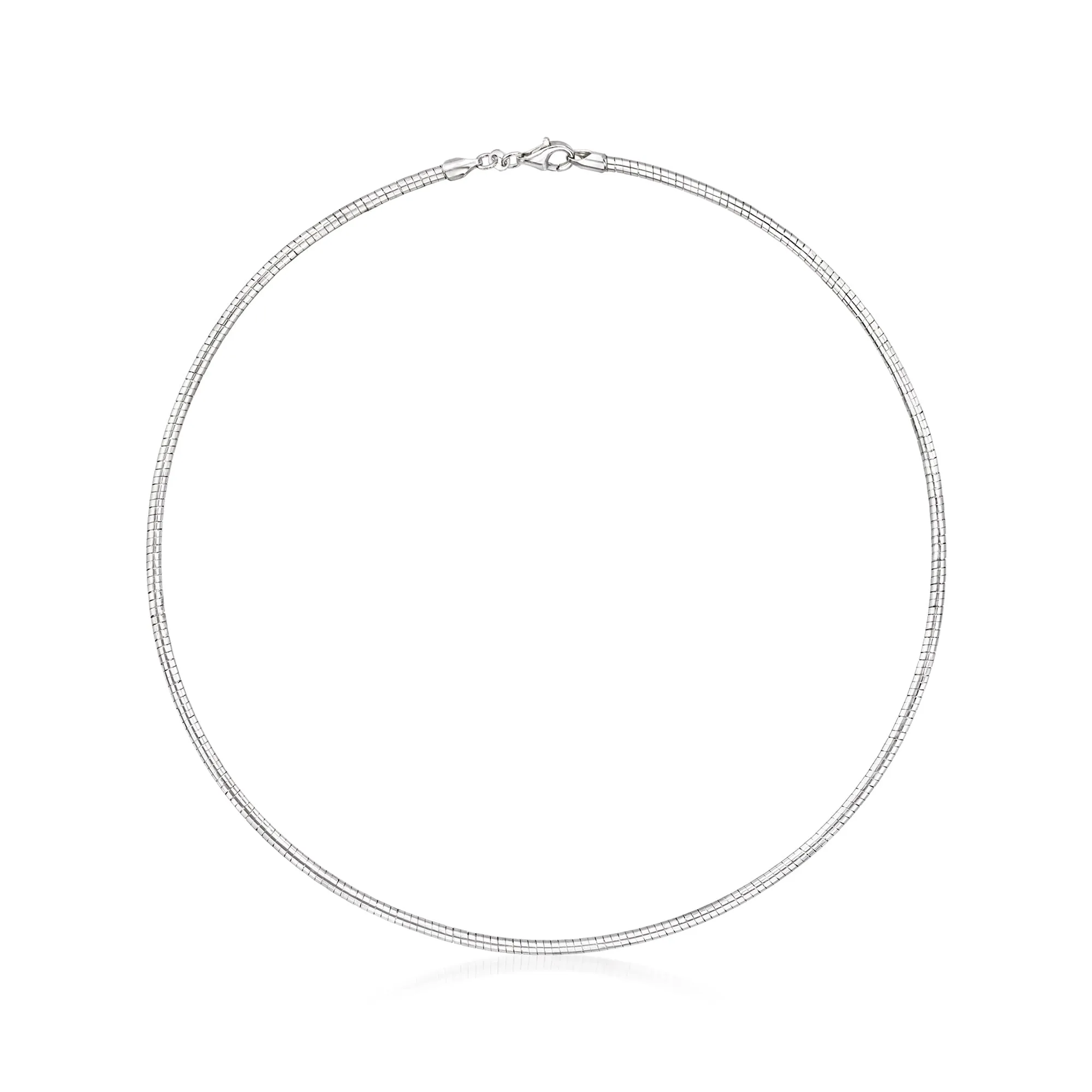 Italian 3mm Sterling Silver Round Omega Necklace - 16' - Luxurious Gift-Boxed Jewelry