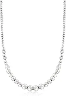 Italian 4-10mm Sterling Silver Bead Graduated Necklace - Elegant and Timeless Jewelry Piece