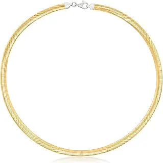 Italian 6mm Reversible Omega Necklace in 2-Tone Sterling Silver