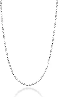 Italian 925 Sterling Silver Oval Bead Ball Chain Necklace - Elegant Italian Craftsmanship