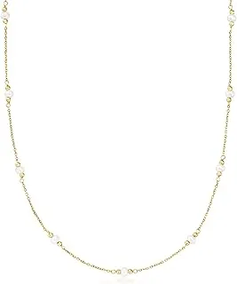 Italian Cultured Pearl Station Necklace in 18kt Yellow Gold, 18 inches