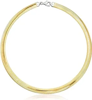 Italian Sterling Silver and 18kt Gold Reversible Omega Necklace - Elegant Jewelry Piece