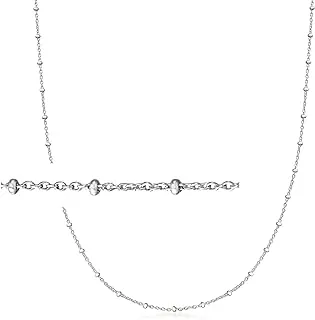 Italian Sterling Silver Bead Station Cable-Chain Necklace 20 Inches - Elegant Jewelry Gift