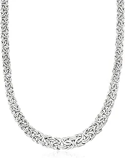 Italian Sterling Silver Graduated Byzantine Necklace - Elegant Design for Timeless Style