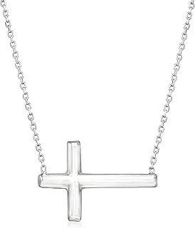 Italian Sterling Silver Sideways Cross Necklace - Elegant Faith Jewelry for Women