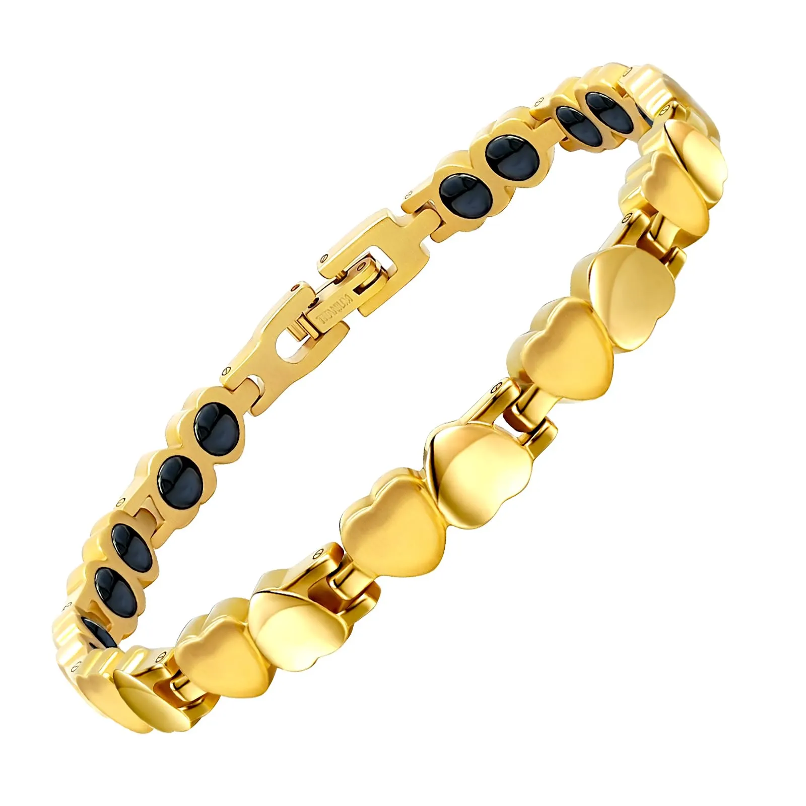 JEROOT Heart-Gold Titanium Magnetic Bracelet for Women, Adjustable & Skin-Friendly Jewelry Gift