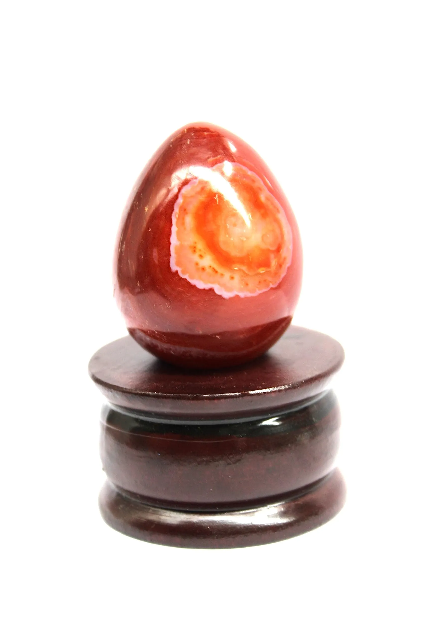 Jet Natural Carnelian Gemstone Crystal Egg 2.5 inch Hand Carved Healing & Meditation Tool