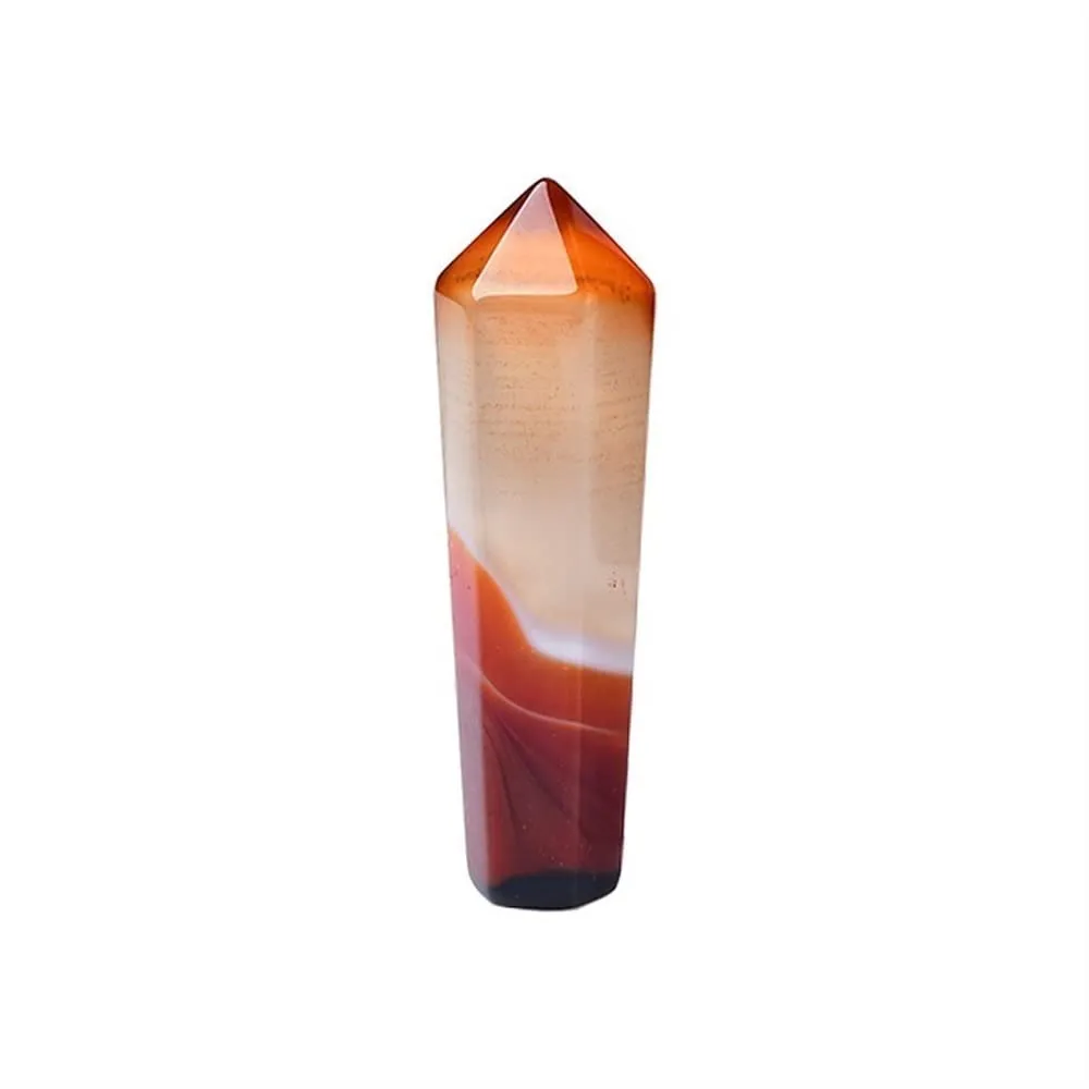 KatLin Natural Carnelian Hexagonal Column Crystal Point Red Agate Meditation Tower 50-60mm