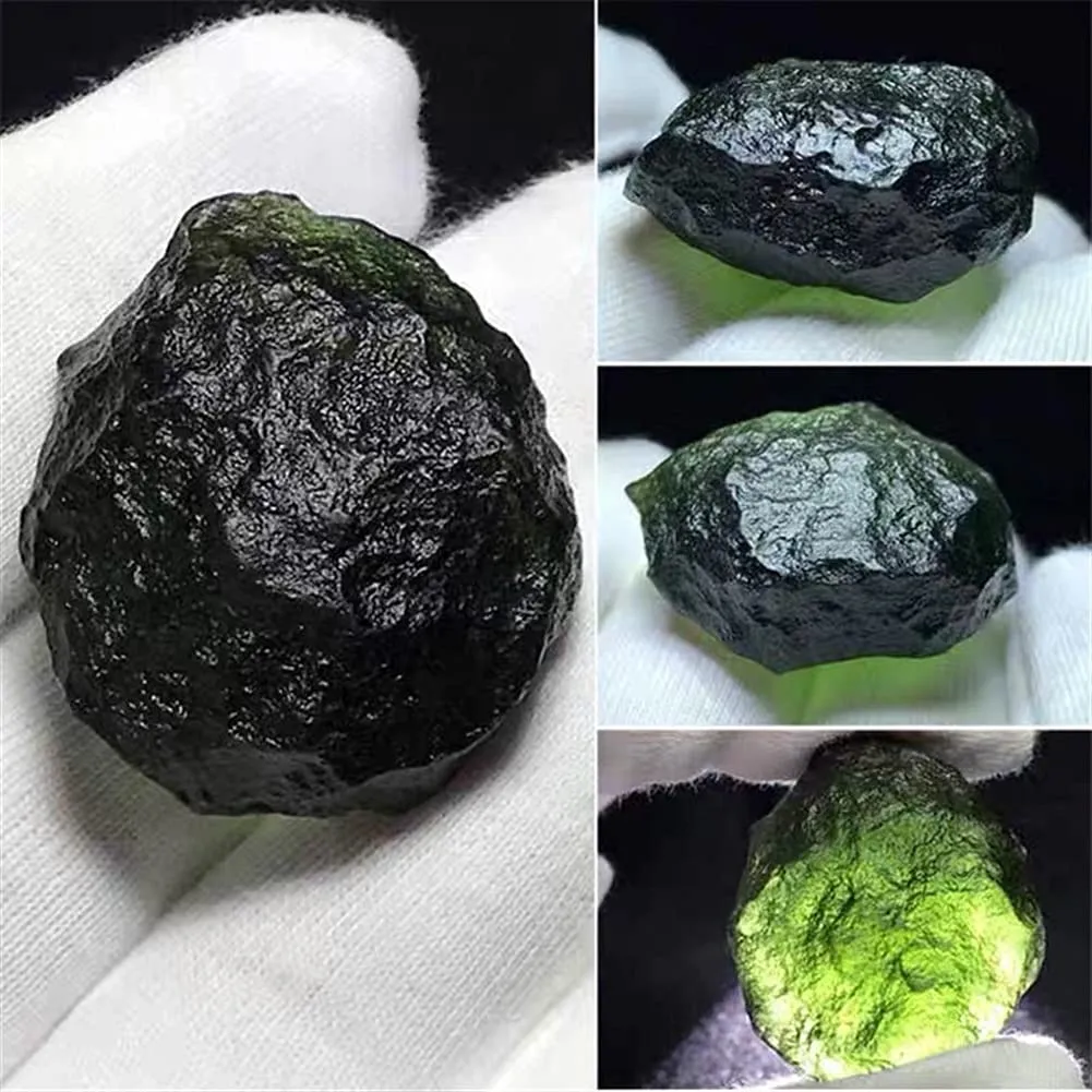 KKSI Green Moldavite Czech Meteorite Rough Stone Crystal Energy 12-14g Lucky Stone