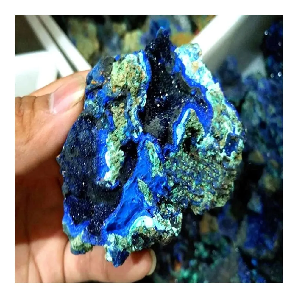 KKSI Natural Azurite Malachite Geode Crystal Specimen 3-4cm - Unique Healing Reiki Stone