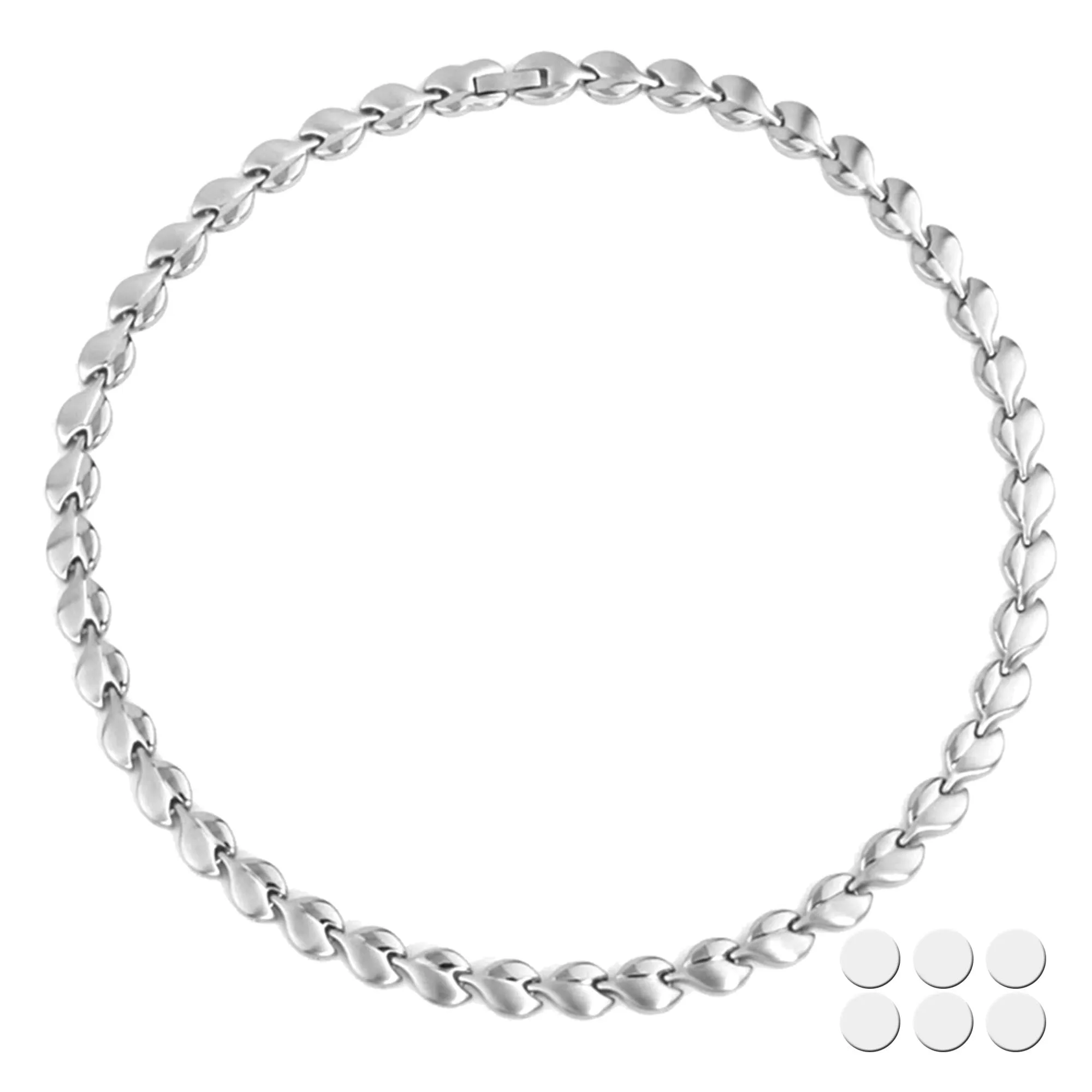 KYOSI Magnetic Necklace 3500 Gauss Strength Stainless Steel Chain 18.9 inches Silver Jewelry