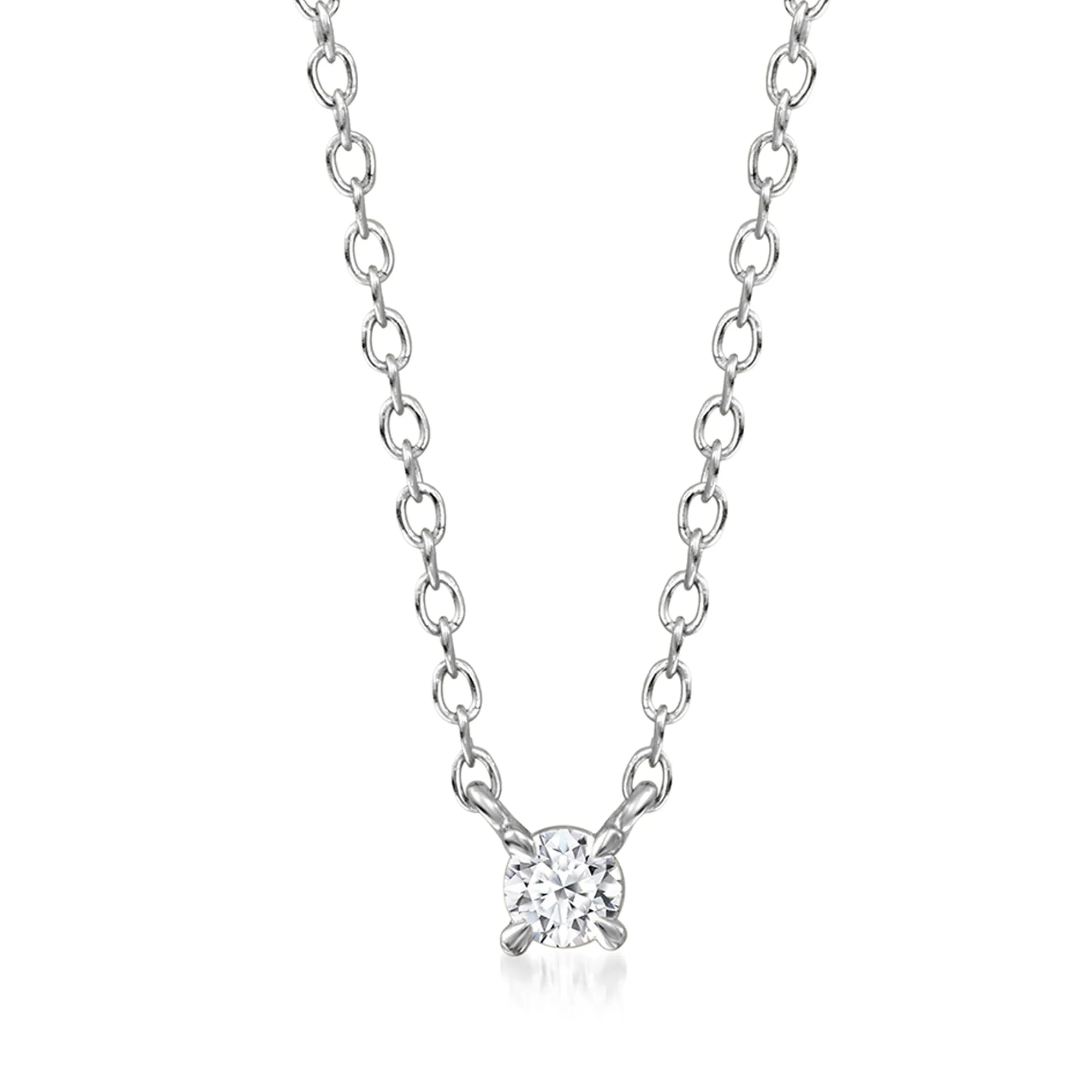 Lab-Grown Diamond-Accented Sterling Silver Solitaire Necklace, 20 Inch Cable Chain