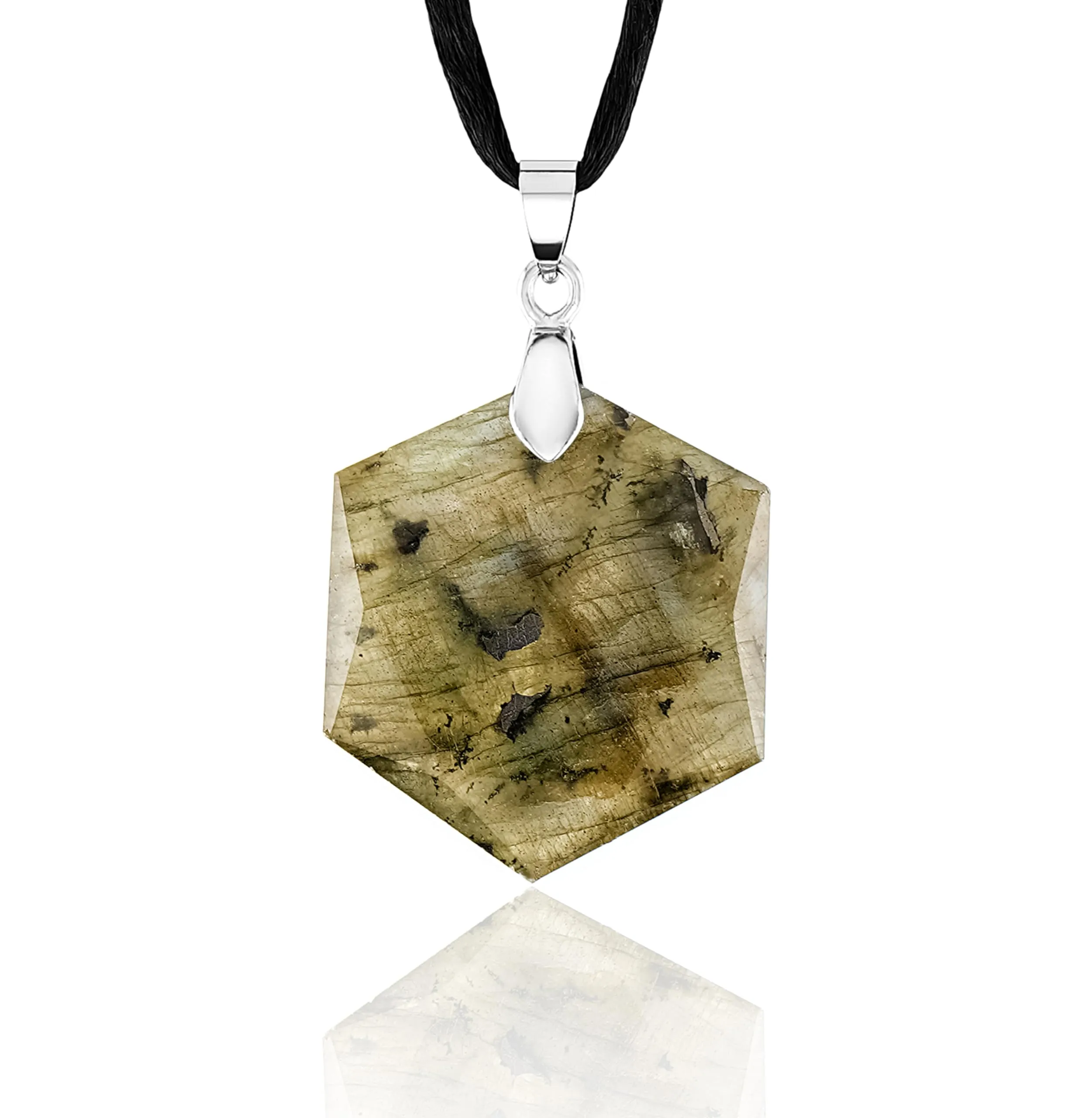 Labradorite Hexagon Healing Crystal Necklace - Inner Magic & Protection, Balance & Positivity