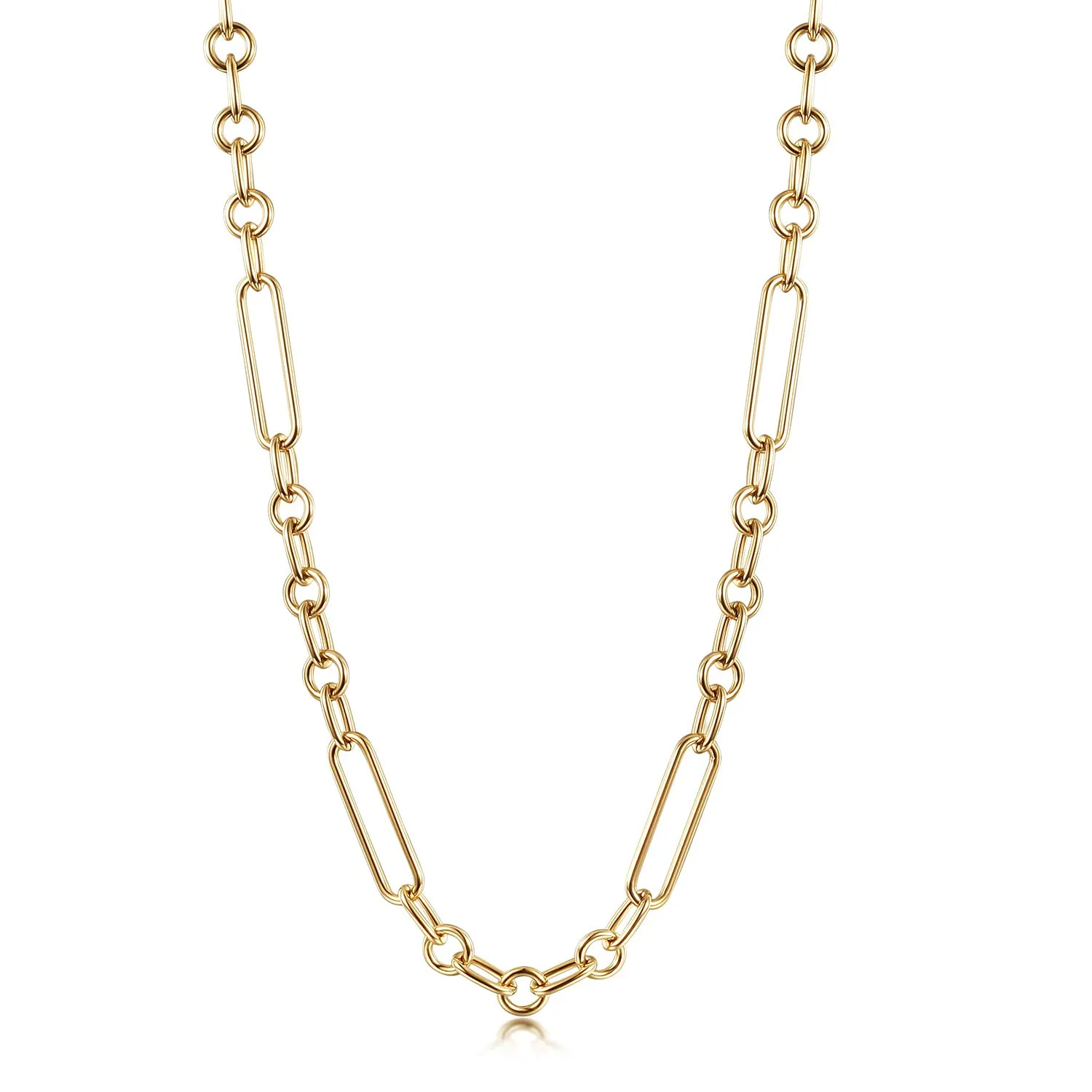 Lauren Paperclip Bolo Necklace for Women, Adjustable 16'/20'/24' Gold Plated Stainless Steel