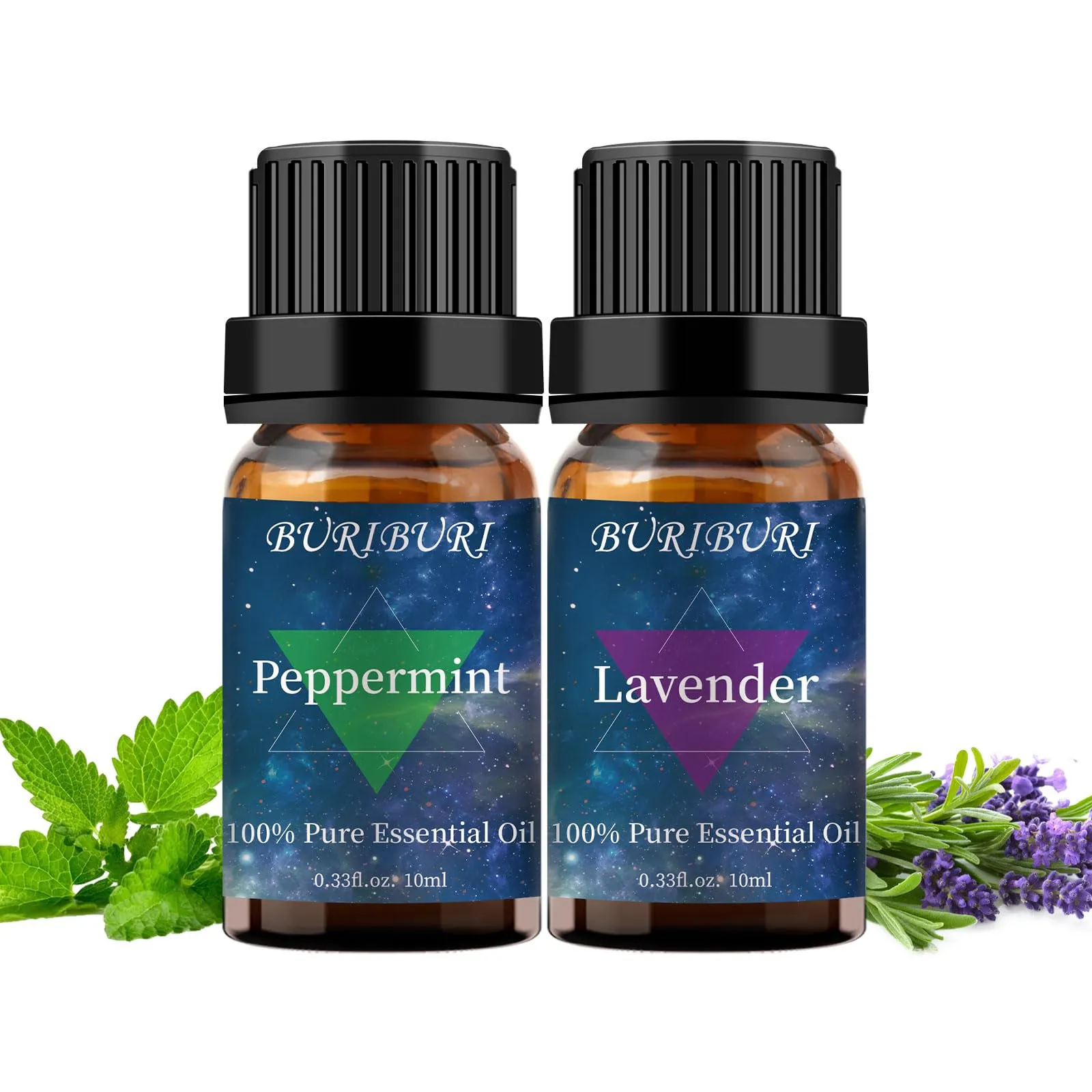 Lavender and Peppermint Essential Oil Gift Set, 100% Pure, Organic Aromatherapy, 10MLx2