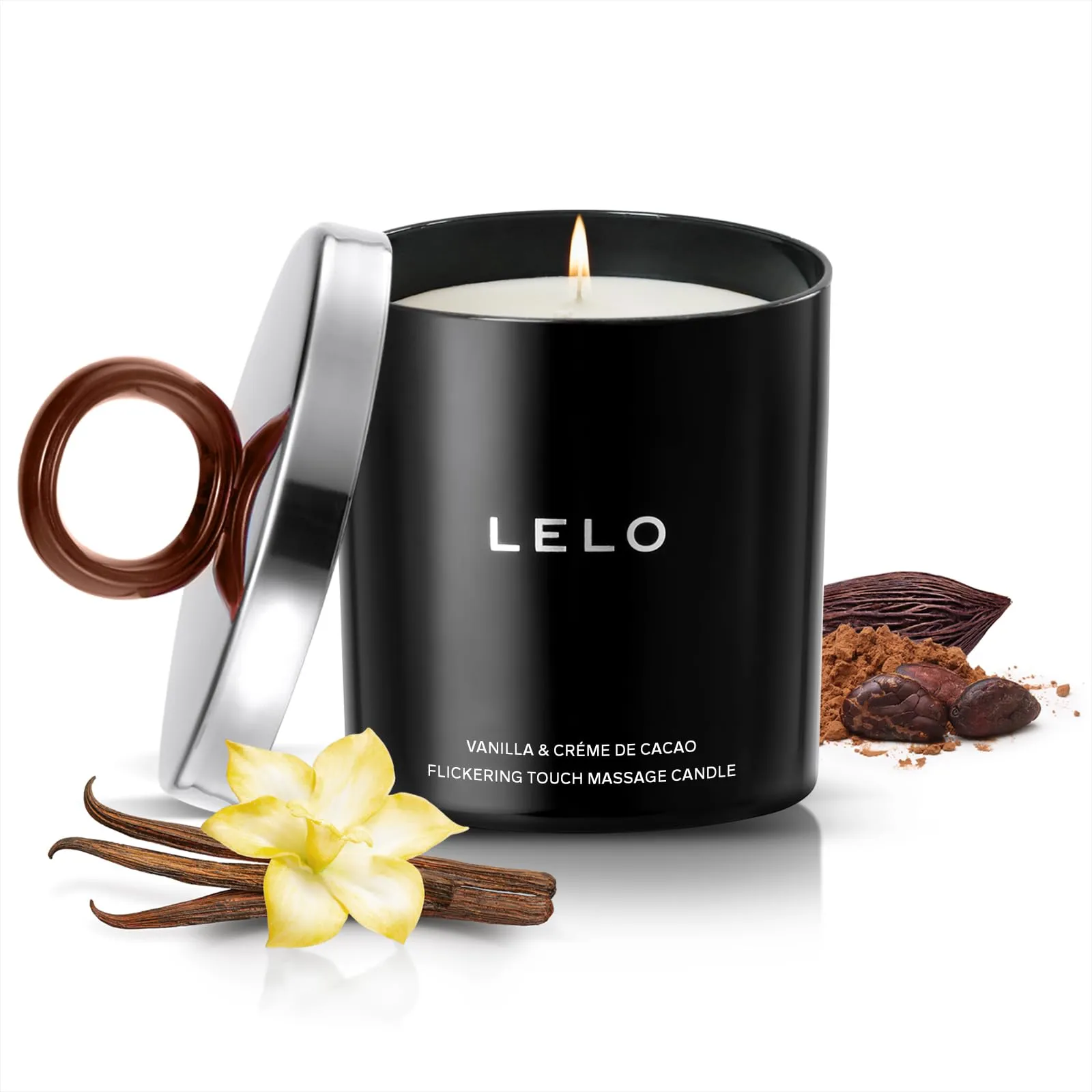 LELO Flickering Touch Massage Candle, 5.3oz Vanilla & Creme de Cacao, Luxurious Skin Treatment