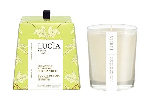 Lucia Candle, Eucalyptus and Gardenia, 0.18 Ounce - Organic Hydrating Oils, Eco-Friendly