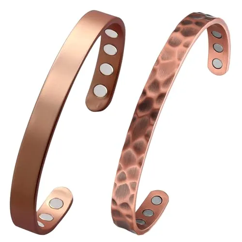 MagEnergy Copper Bracelet, 99.9% Pure Copper Magnetic Bangle, 3500 Gauss, Adjustable 6.8' Jewelry