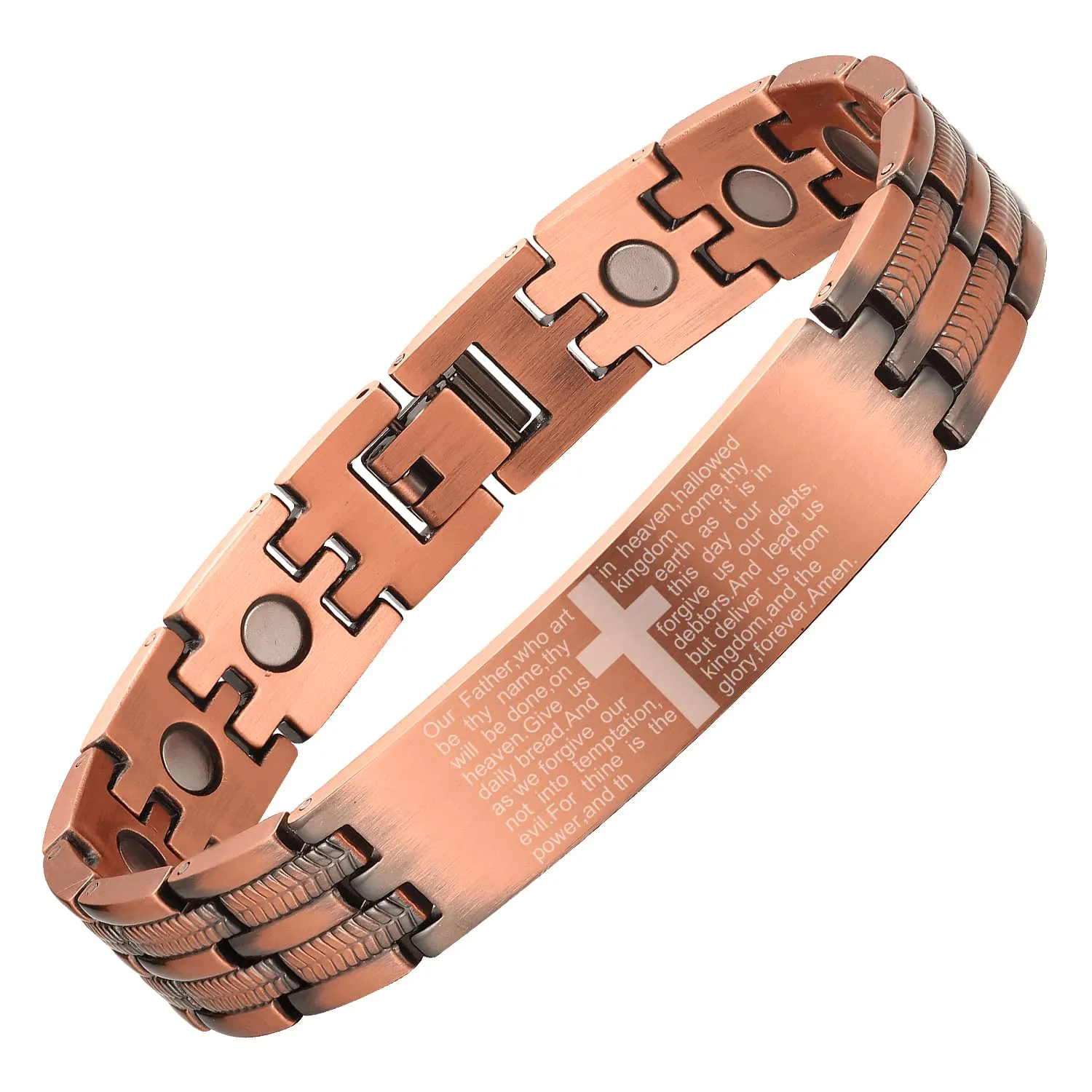 MagEnergy Men's 99.9% Pure Copper Magnetic Bracelet with Adjustable Length & 44 Magnets