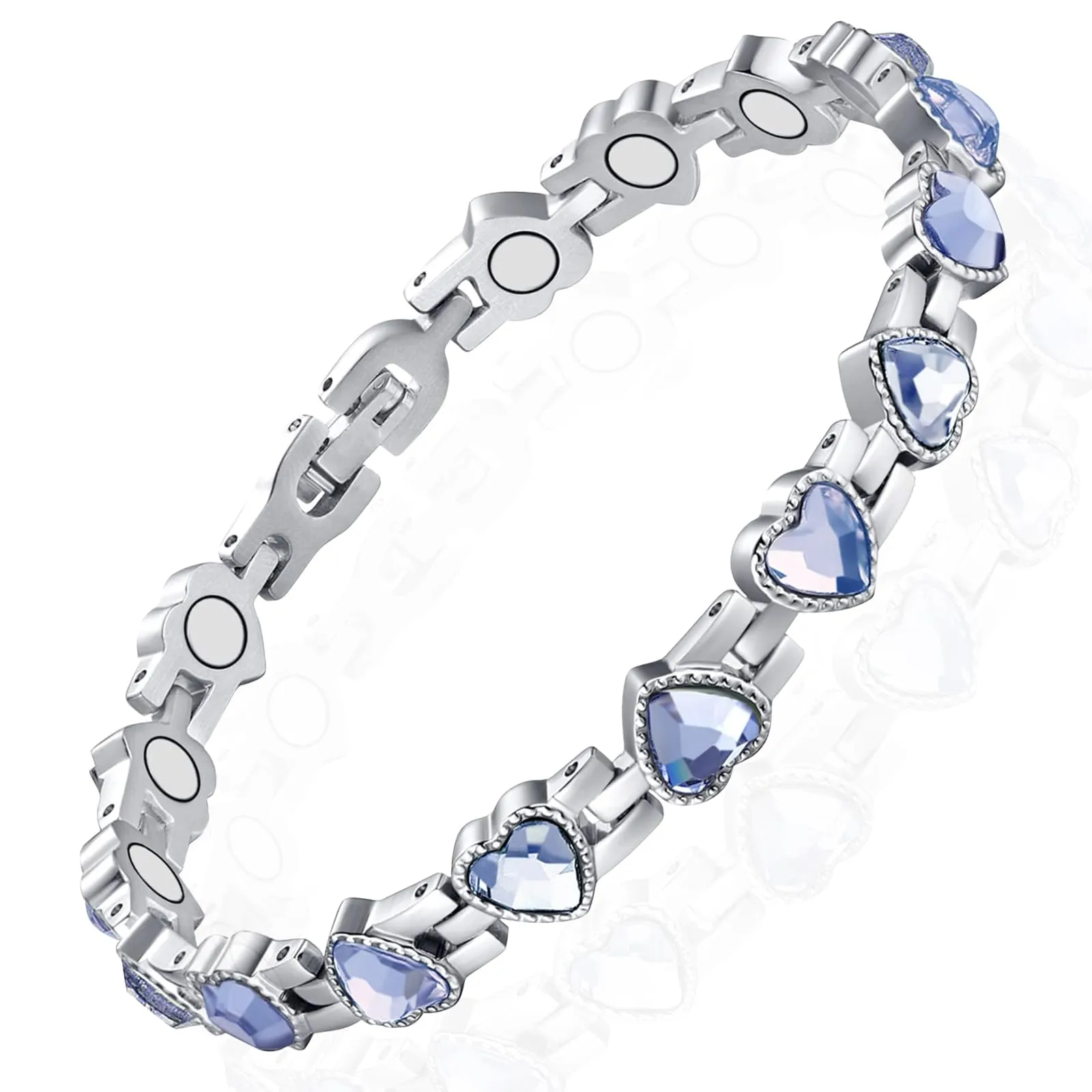 Magnetic Bracelets for Women, Titanium Steel Therapy with Neodymium Magnets & Sparkling Crystals