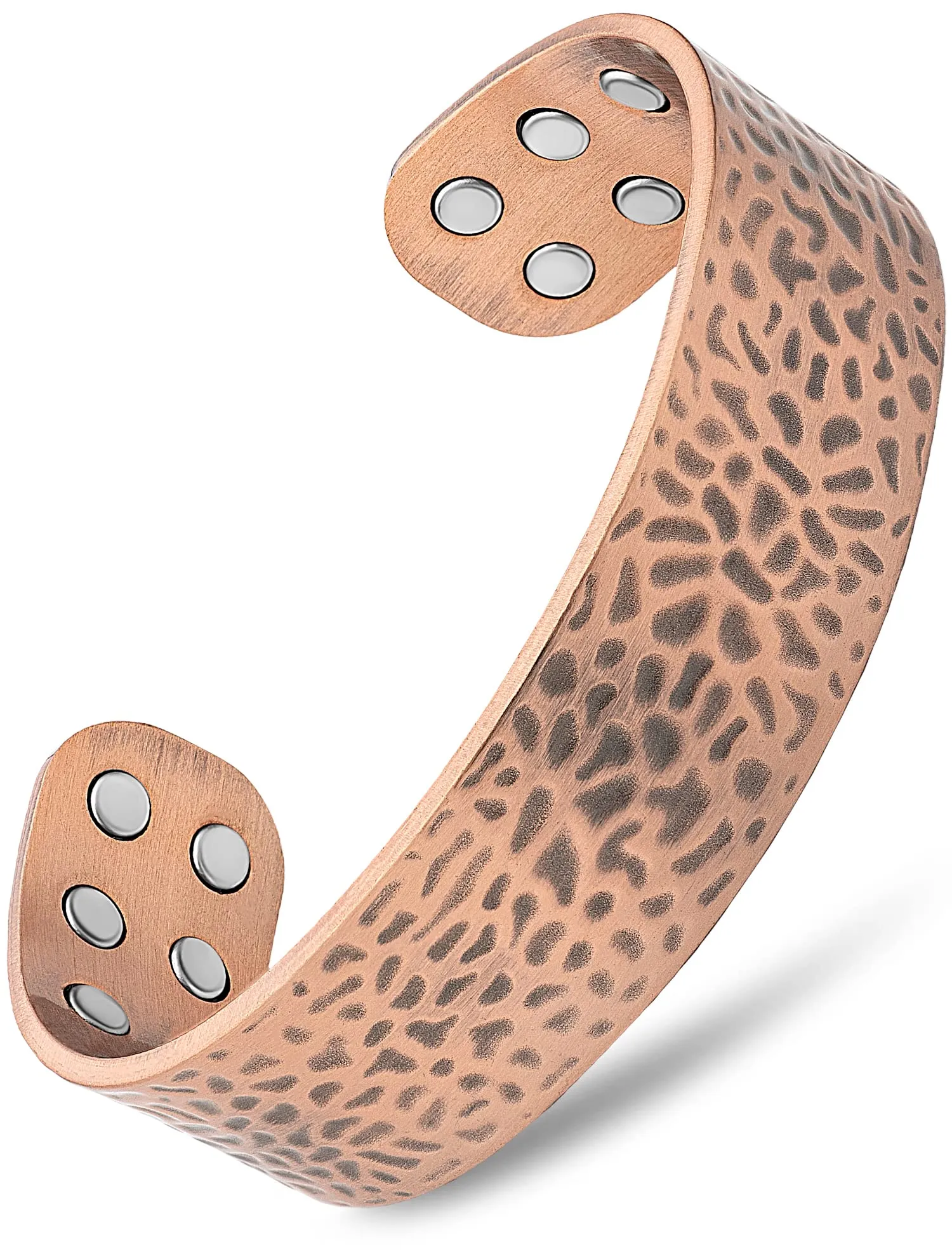 MagnetRX® Pure Copper Magnetic Bracelet - Adjustable Hammered Cuff with 12 Neodymium Magnets