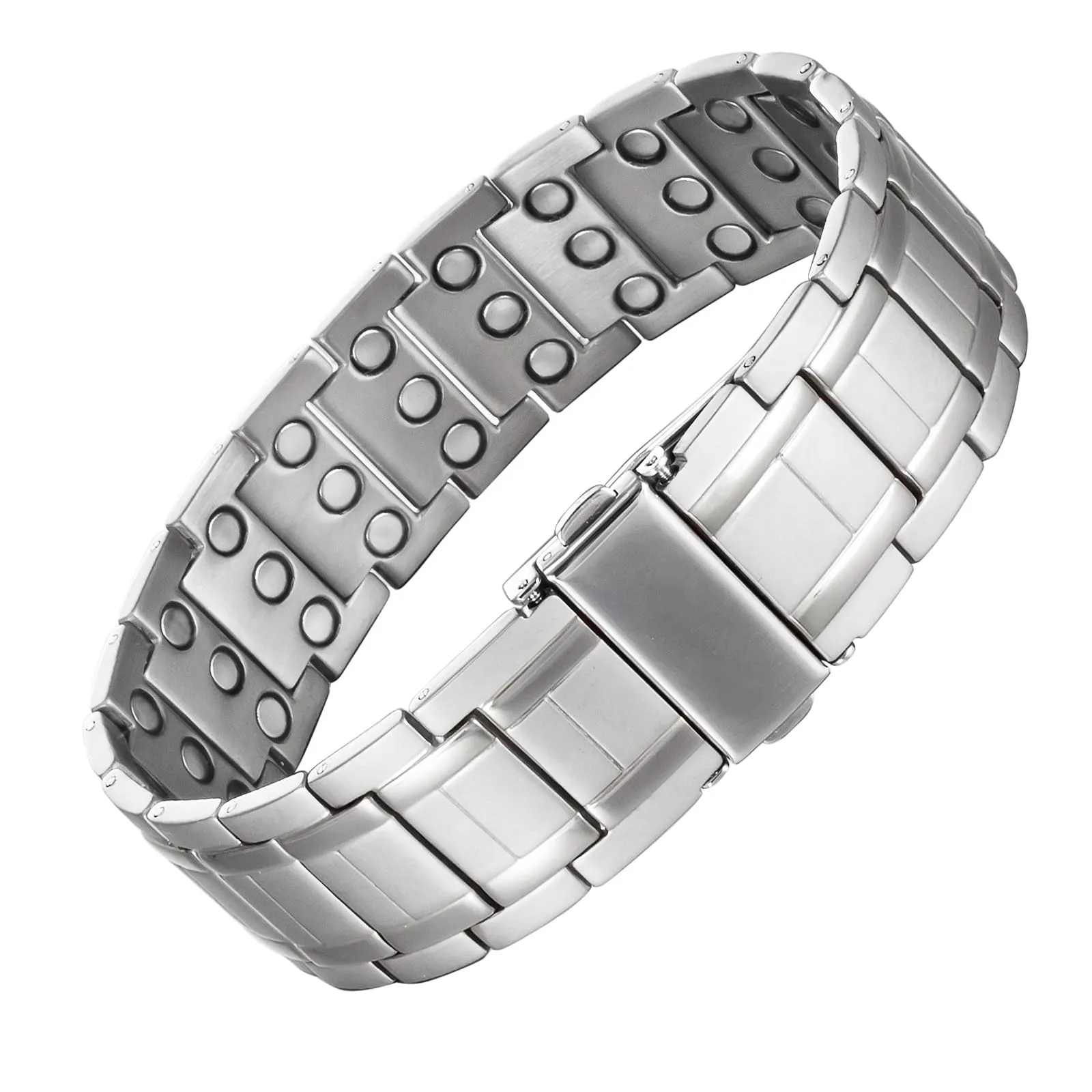 MagVIVACE Magnetic Bracelet for Men - Silver Arthritis Relief with Powerful Magnets