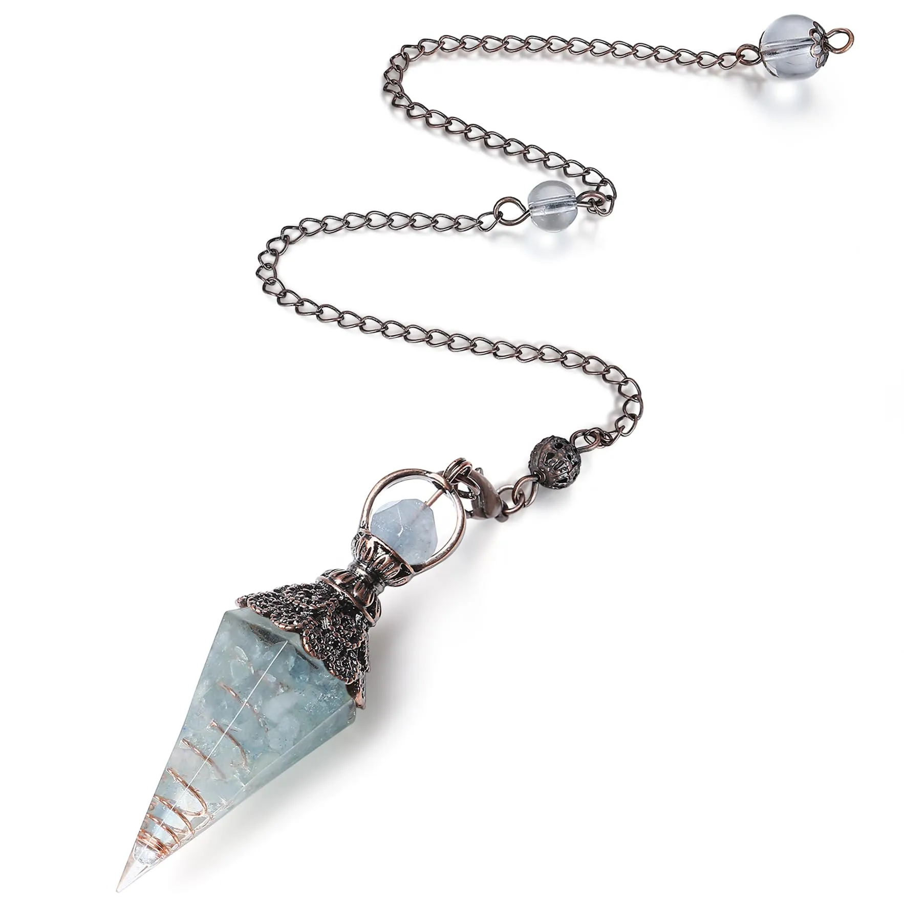 MAIBAOTA Natural Aquamarine Crystal Pendulum for Dowsing, Spiritual Guidance, Witchcraft Tools