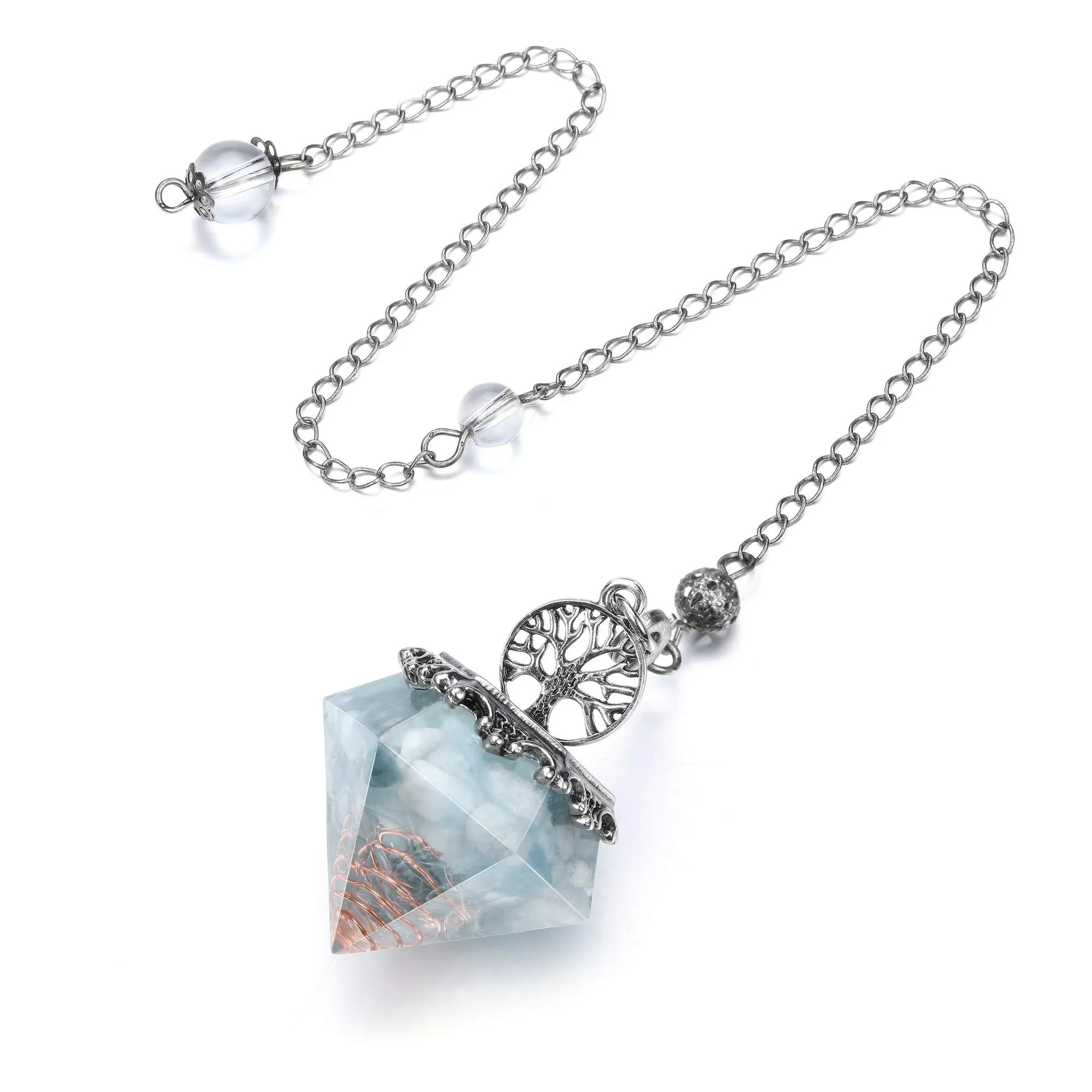 MANIFO Aquamarine Crystal Pendulum for Dowsing, Meditation, and Healing - Unique Design