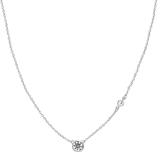 Marvel Cubic Zirconia Necklace in Sterling Silver, 16' + 2' Adjustable Length