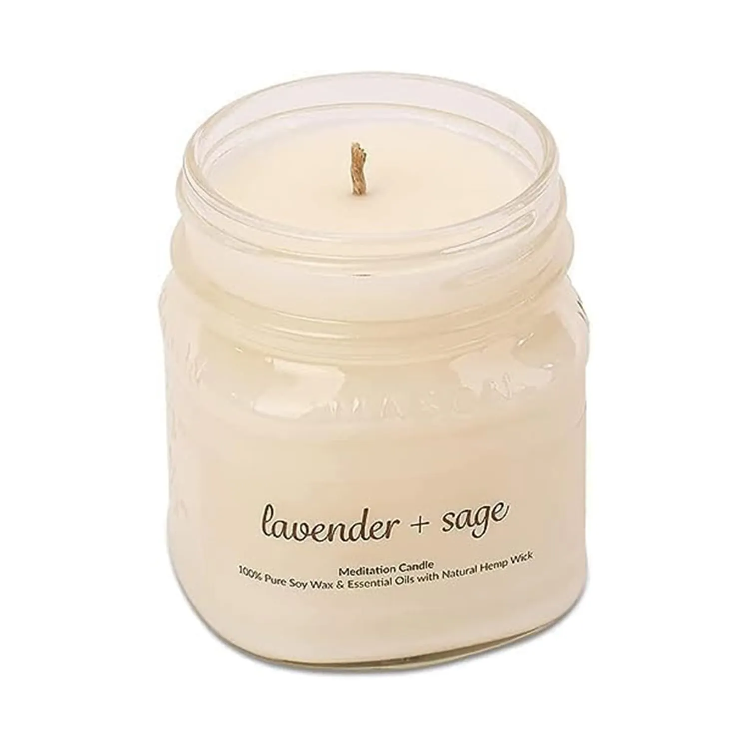 Meditation Soy Wax Candle - Relaxing Sage + Lavender, Handpoured Non-Toxic Essential Oils